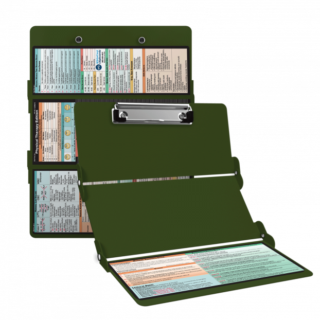 WhiteCoat Clipboard® Trifold - Army Green Physical Therapy Edition